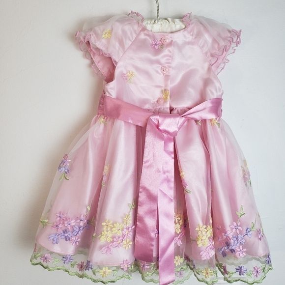 Jona Michelle Pink Floral Short Sleeve Party Girls Dress Size 18 Mo. - Picture 3 of 6